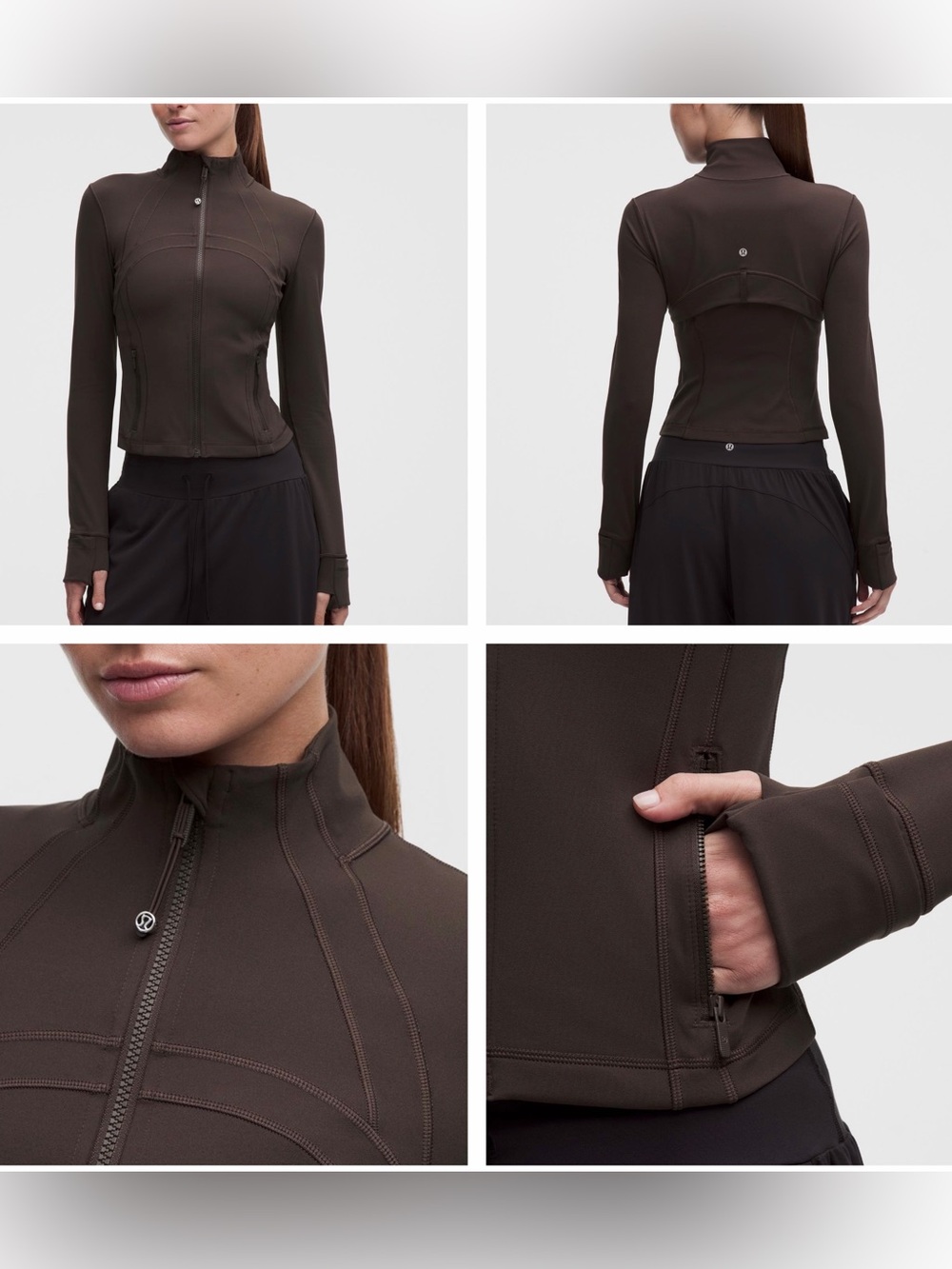 lululemon athletica Dark Brown Zip-Up Long Sleeve Jacket